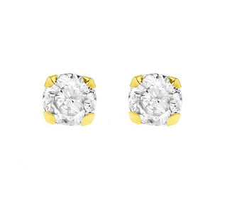 9K Yellow Gold 7mm Round Cubic Zirconia Stud Earrings