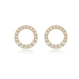 9K Yellow Gold Graduated CZ Circle Stud Earrings
