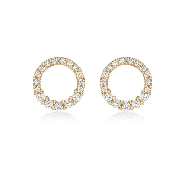 9K Yellow Gold Graduated CZ Circle Stud Earrings