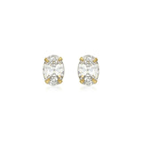 9K Yellow Gold Oval CZ Stud Earrings