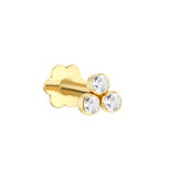 9K Yellow Gold Cubic Zirconia Trinity Labret Stud Earring