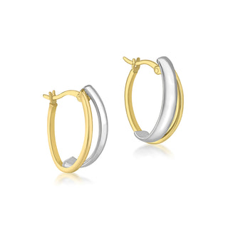 9K 2-Colour Gold Double-Front Hoop Earrings
