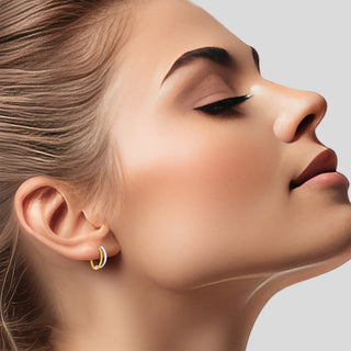 9K 2-Colour Gold Double-Front Hoop Earrings