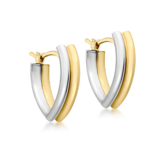 9K 2-Colour Gold V-Shaped Huggie Hoop Earrings