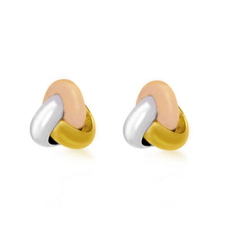 9K 3-Colour Gold 8mm Knot Stud Earrings