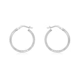 9K White Gold 20mm Cobra-Textured Hoop Creole Earrings