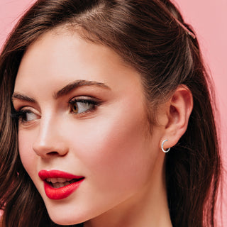 9K White Gold 15mm Diamond Cut Hoop Creole Earrings