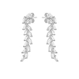 9K White Gold CZ Leaf Drop Earrings