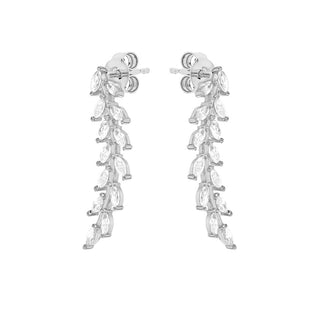 9K White Gold CZ Leaf Drop Earrings