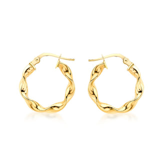 9K Yellow Gold Twist-Tube Creole Earrings
