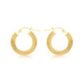9K Yellow Gold Diamond Cut Textured Hoop Creole Earrings