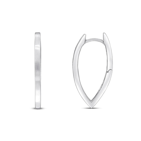 9K White Gold Pointed Huggie Hoop Earrings