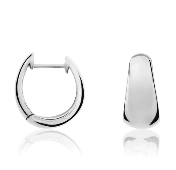 9K White Gold Tapered Polished Hoop Earrings