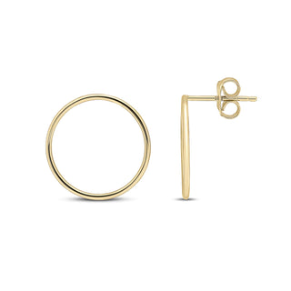 9K Yellow Gold Open Circle Round Stud Earrings