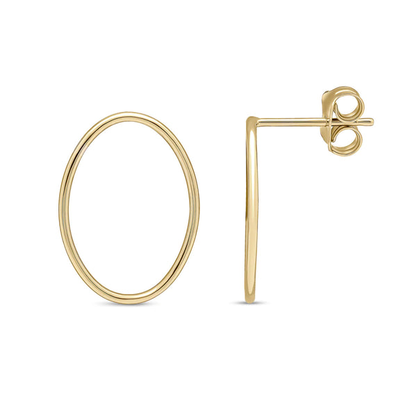 9K Yellow Gold Open Oval Stud Earrings