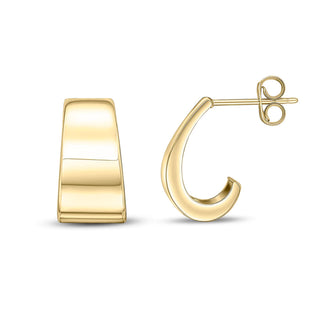 9K Yellow Gold Flat Tapered Half Hoop Earrings