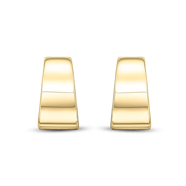 9K Yellow Gold Flat Tapered Half Hoop Earrings