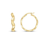 9K Yellow Gold Wavy Hoop Earrings