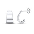 9K White Gold Flat Tapered Half Hoop Earrings