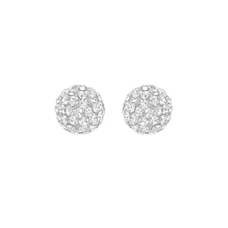 9K White Gold Crystal 7mm Ball Stud Earrings