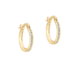 9K Yellow Gold CZ 13mm Hoop Creole Earrings