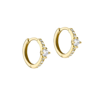 9K Yellow Gold Cubic Zirconia Hoop Creole Earrings
