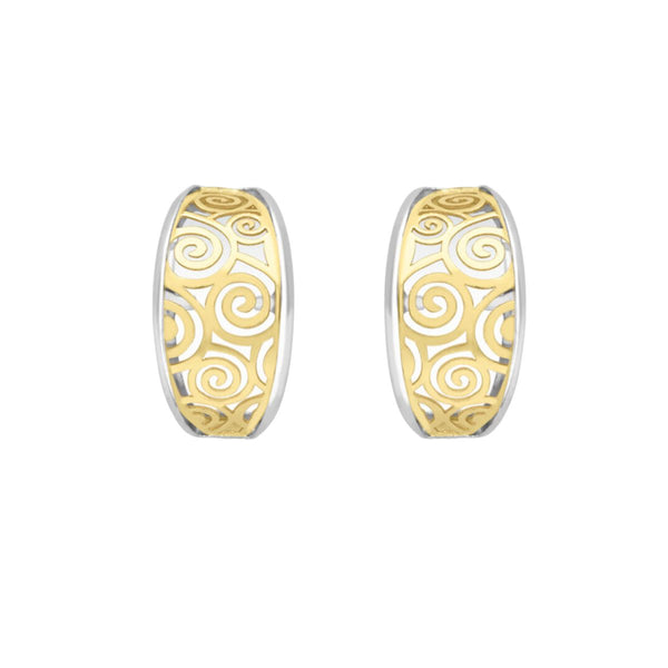9K 2-Colour Gold Swirl Half-Creole Earrings