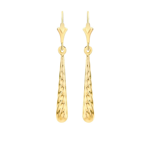9K Yellow Gold 30mm Drop Earrings