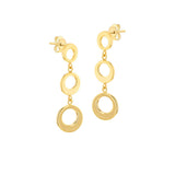 9K Yellow Gold 3 Circle Drop Earrings