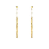 9K Yellow Gold Chain & Faceted Bar Drop Earrings