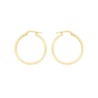 9K Yellow Gold Rectangular-Tube 23.5mm Hoop Creole Earrings