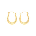 9K Yellow Gold Patterned Creole Earrings