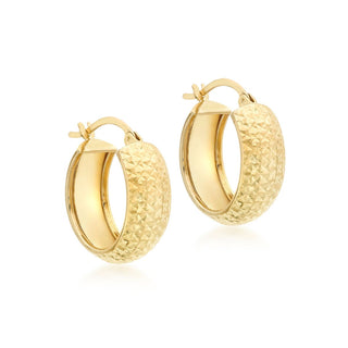 9K Yellow Gold 21.5mm Diamond Cut Hoop Earrings