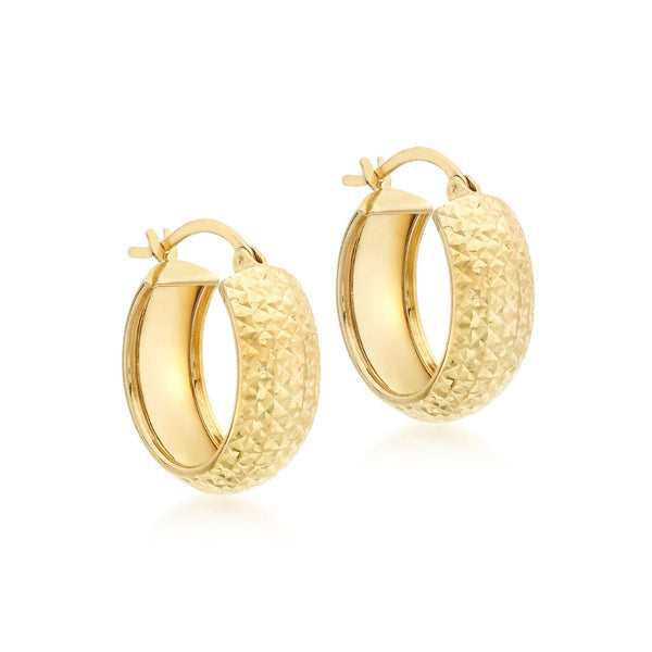 9K Yellow Gold 21.5mm Diamond Cut Hoop Earrings