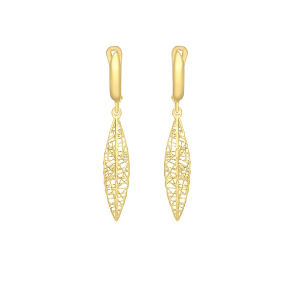 9K Yellow Gold Elliptical Teardrop Earrings
