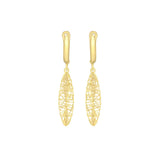 9K Yellow Gold Twist Elliptical Teardrop Earrings