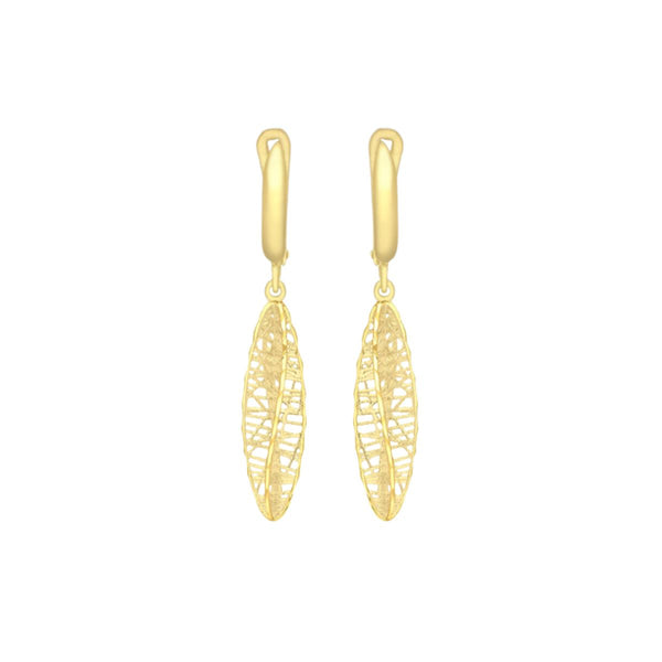 9K Yellow Gold Twist Elliptical Teardrop Earrings