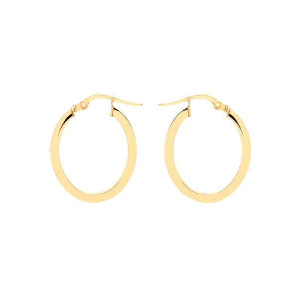 9K Yellow Gold 18mm X 21mm Oval Hoop Creole Earrings