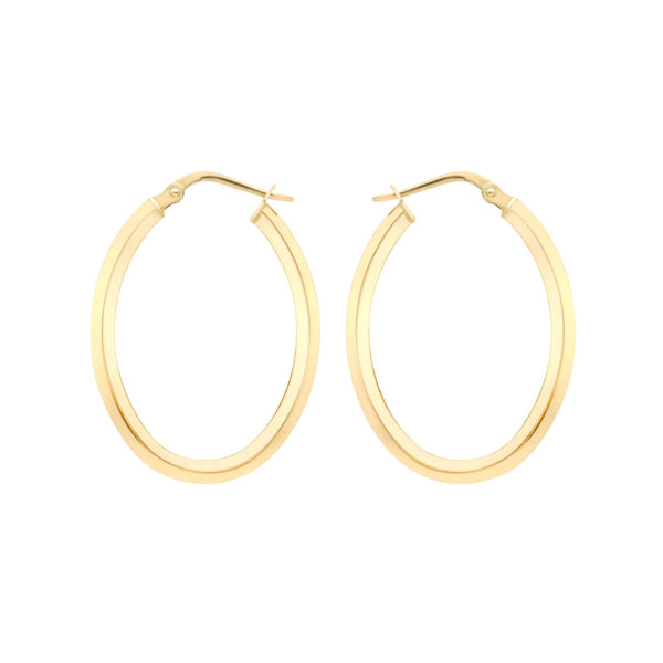 9K Yellow Gold 23mm X 30mm Oval Hoop Creole Earrings
