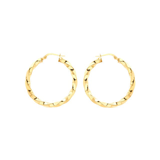 9K Yellow Gold Twist-Tube 30mm Creole Hoop Earrings