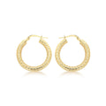9K Yellow Gold Textured Hoop Creole Earrings