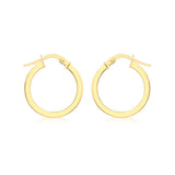 9K Yellow Gold Square-Tube 16mm Hoop Earrings