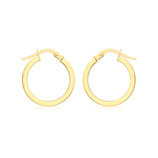 9K Yellow Gold Square-Tube 16mm Hoop Earrings