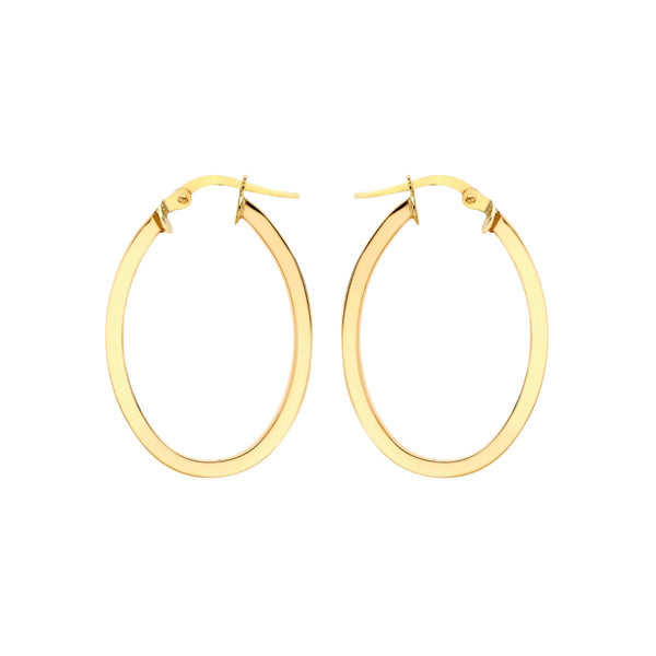 9K Yellow Gold 24mm X 35mm Oval Hoop Creole Earrings