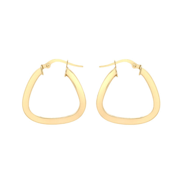 9K Yellow Gold Triangle-Shaped Creole Earrings