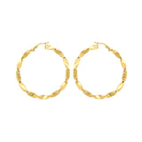 9K Yellow Gold 48mm Grecian Twist Creole Earrings