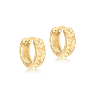 9K Yellow Gold 12.5mm Diamond Cut Hoop Earrings