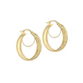 9K Yellow Gold  24mm Textured Double Hoop Earrings