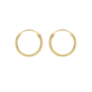 9K Yellow Gold 10.5mm Sleeper Hoop Earrings