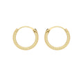 9K Yellow Gold 11mm Diamond Cut Sleeper Hoop Earrings